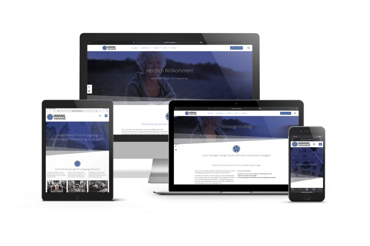 Vorsorge Homepage auf Endgeräten